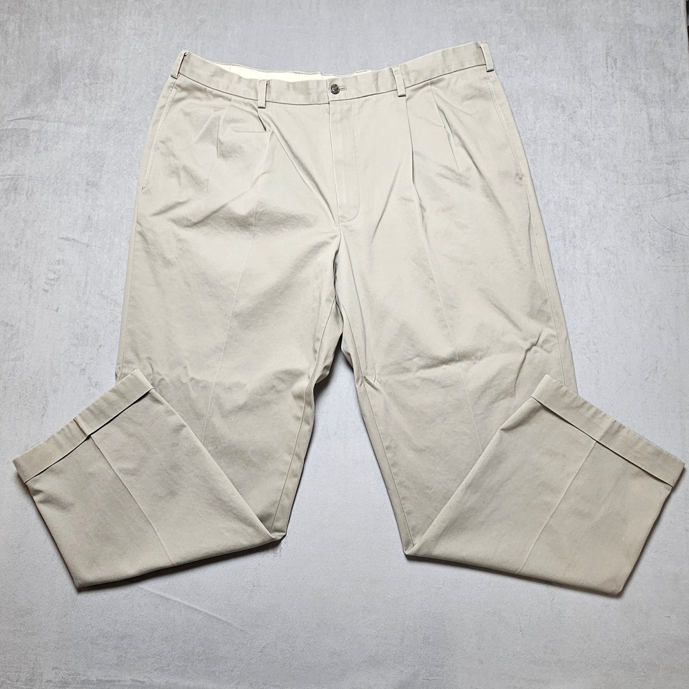 Brooks Brothers 346 Advantage Chino Elliot Pleated Khaki Pants Mens 42x32 Tan